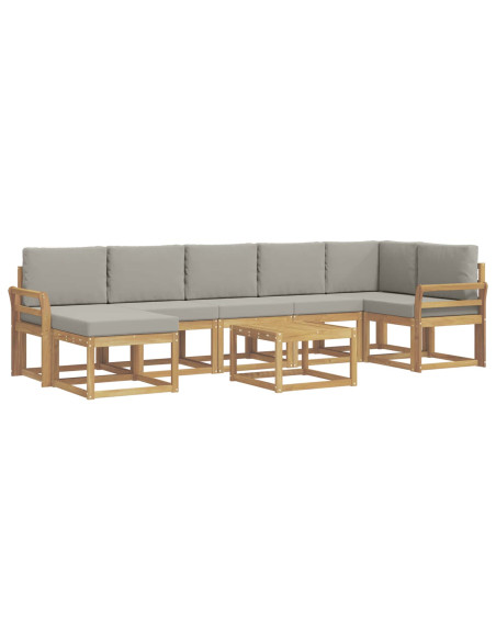 Set di divani da esterno 8 pcs Bianco e Grigio Chiaro
