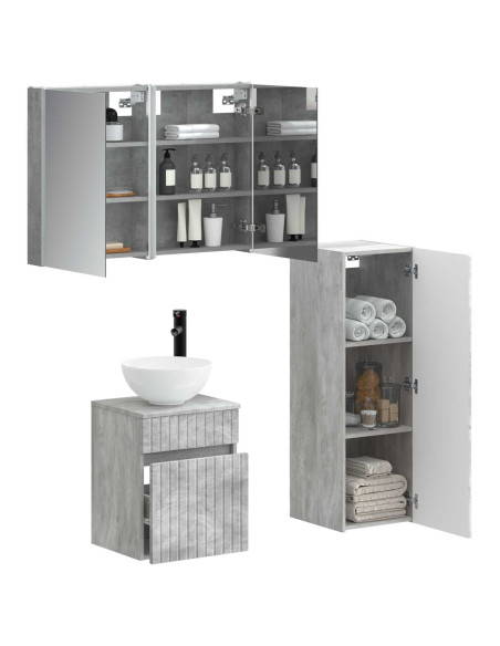 Set di mobili per il bagno 4 pcs Grigio Cemento
