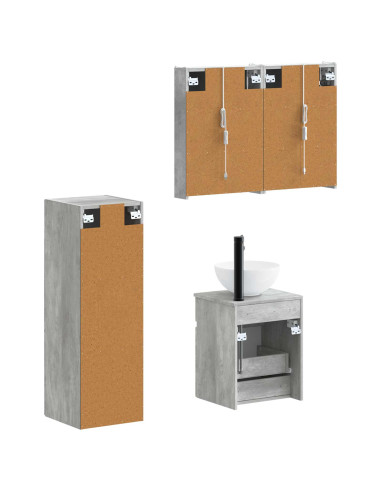 Set di mobili per il bagno 4 pcs Grigio Cemento