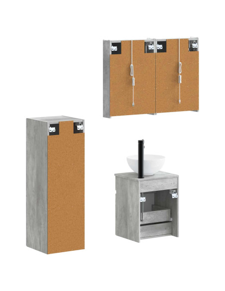 Set di mobili per il bagno 4 pcs Grigio Cemento