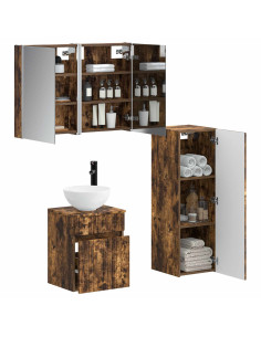 Set di mobili per il bagno 4 pcs Rovere Fumo 2