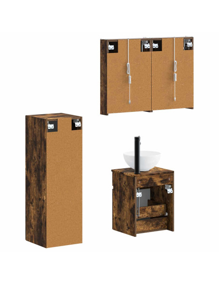 Set di mobili per il bagno 4 pcs Rovere Fumo