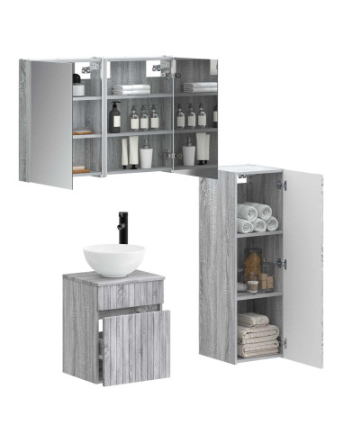 Set di mobili per il bagno 4 pcs Sonoma grigio