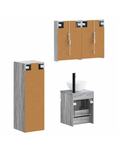 Set di mobili per il bagno 4 pcs Sonoma grigio