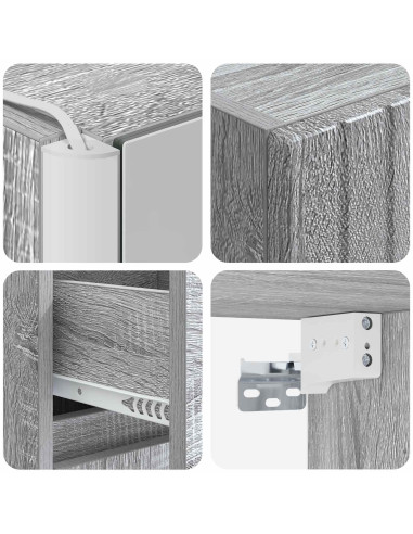 Set di mobili per il bagno 4 pcs Sonoma grigio