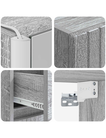 Set di mobili per il bagno 4 pcs Sonoma grigio