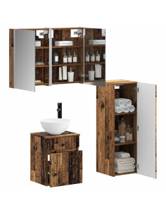 Set di mobili per il bagno 4 pcs Legno antico 2