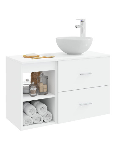 Set di mobili per il bagno 2 pcs Bianco Legno ingegnerizzato