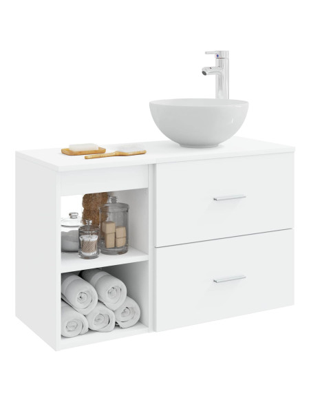 Set di mobili per il bagno 2 pcs Bianco Legno ingegnerizzato