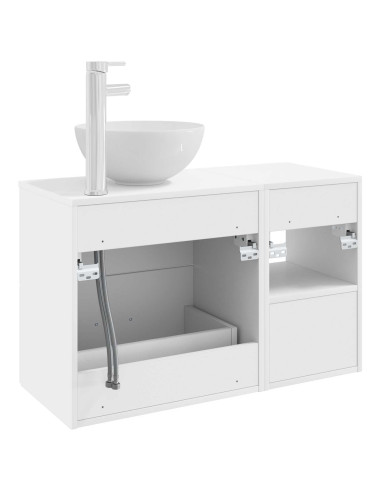Set di mobili per il bagno 2 pcs Bianco Legno ingegnerizzato
