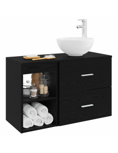 Set di mobili per il bagno 2 pcs Rovere Nero 2