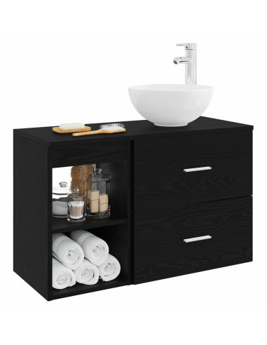Set di mobili per il bagno 2 pcs Rovere Nero
