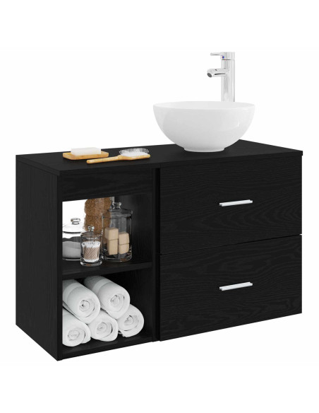 Set di mobili per il bagno 2 pcs Rovere Nero