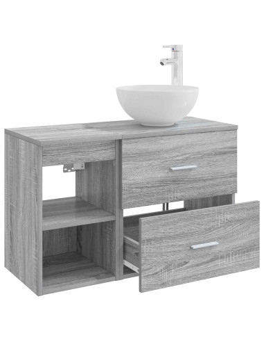 Set di mobili per il bagno 2 pcs Sonoma grigio