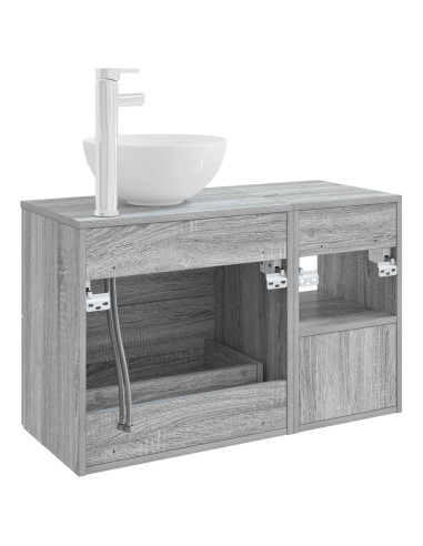 Set di mobili per il bagno 2 pcs Sonoma grigio