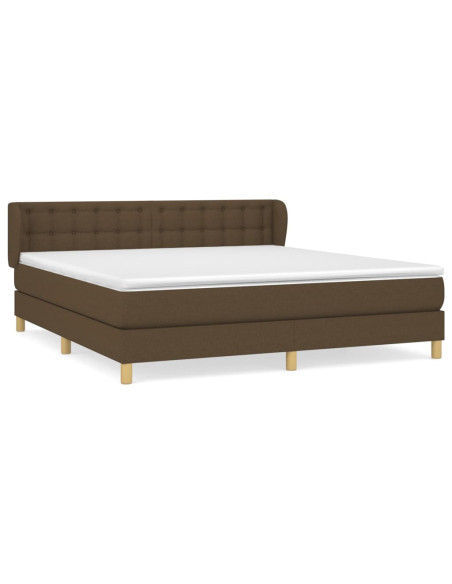 Giroletto a Molle con Materasso Marrone Scuro 160x200cm Tessuto