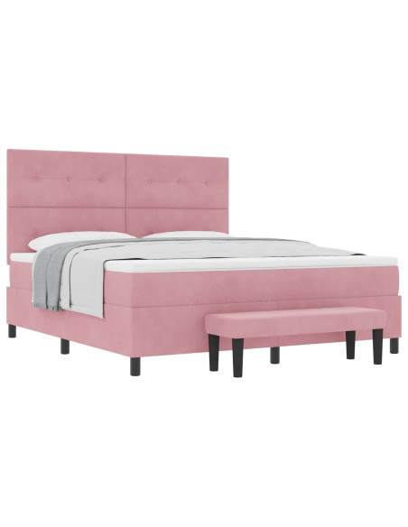 Letto a molle con testiera Rosa 200 x 180 cm Velluto