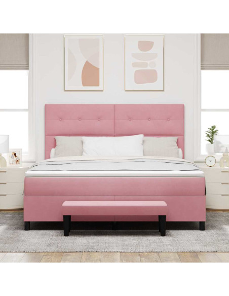 Letto a molle con testiera Rosa 200 x 180 cm Velluto