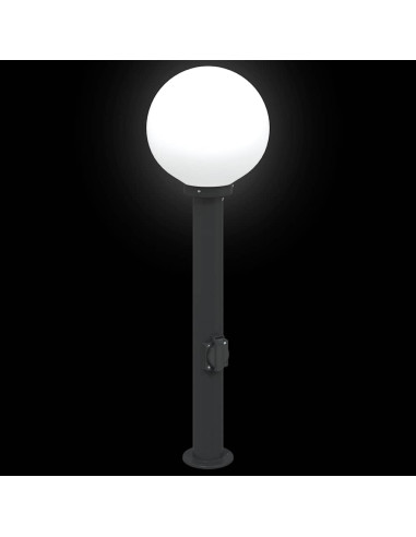 Lampioni a palo con presa elettrica 3 pz 80 cm Nero IP44