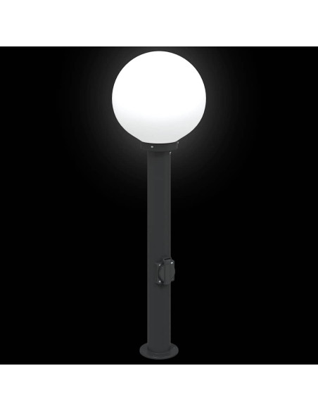 Lampioni a palo con presa elettrica 3 pz 80 cm Nero IP44