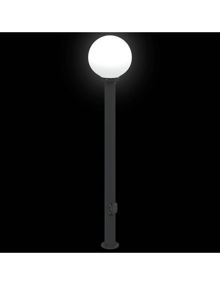 Lampada a paletto con presa di corrente 120 cm Nera IP44