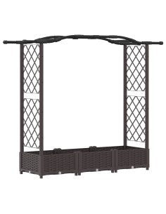 Letto Rialzato con Griglia e Tetto Marrone 169 x 40 x 125 cm PP 2