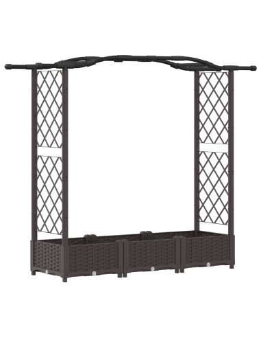 Letto Rialzato con Griglia e Tetto Marrone 169 x 40 x 125 cm PP