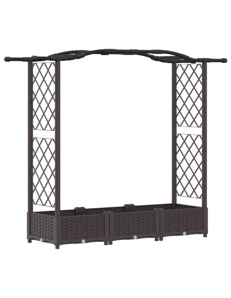 Letto Rialzato con Griglia e Tetto Marrone 169 x 40 x 125 cm PP