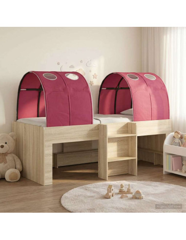 Letto con Tunnel 3 pz Sonoma e Rosso Legno ingegnerizzato