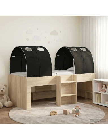 Letto con Tunnel 3 pz Sonoma e Nero Legno ingegnerizzato