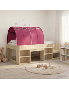 Letto con Tunnel 3 pz Sonoma e Rosso Legno ingegnerizzato