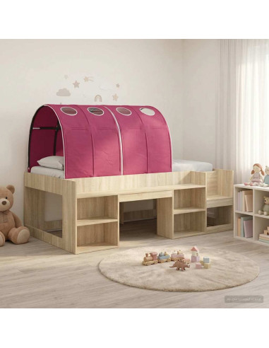 Letto con Tunnel 3 pz Sonoma e Rosso Legno ingegnerizzato