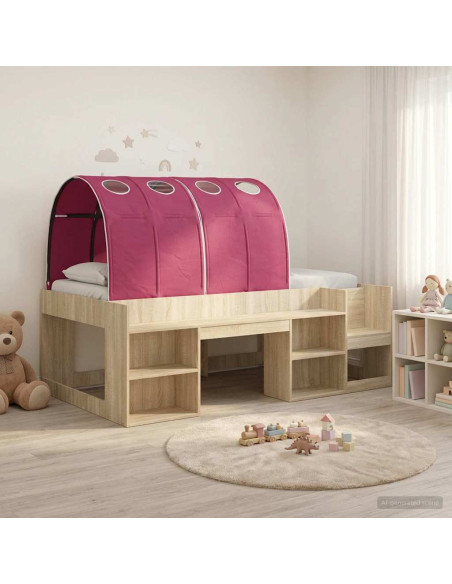 Letto con Tunnel 3 pz Sonoma e Rosso Legno ingegnerizzato