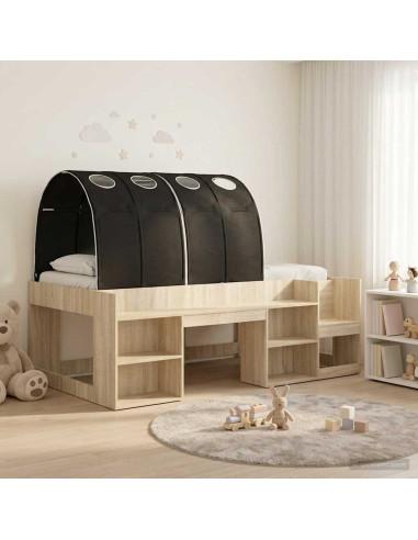 Letto con Tunnel 3 pz Sonoma e Nero Legno ingegnerizzato