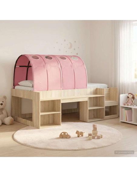 Letto alto per bambini con storage 3 pz Rovere Sonoma e Rosa