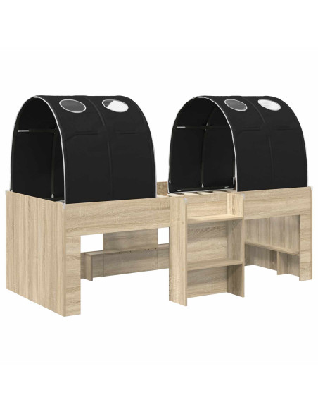 Letto con Tunnel 3 pz Sonoma e Nero Legno ingegnerizzato