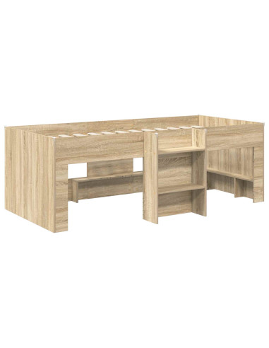 Letto con Tunnel 3 pz Sonoma e Nero Legno ingegnerizzato