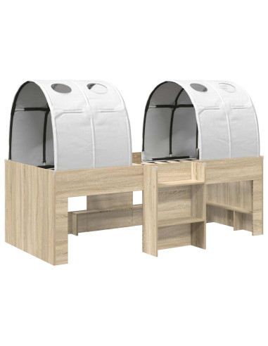 Letto con Tunnel 3 pz Sonoma e Bianco Legno ingegnerizzato