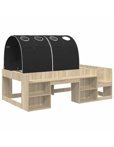 Letto con Tunnel 3 pz Sonoma e Nero Legno ingegnerizzato