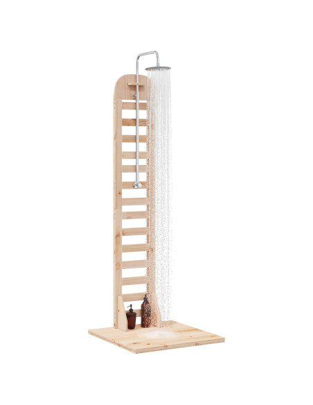 Doccia da esterno 223 cm Legno massello di pino e acciaio inox