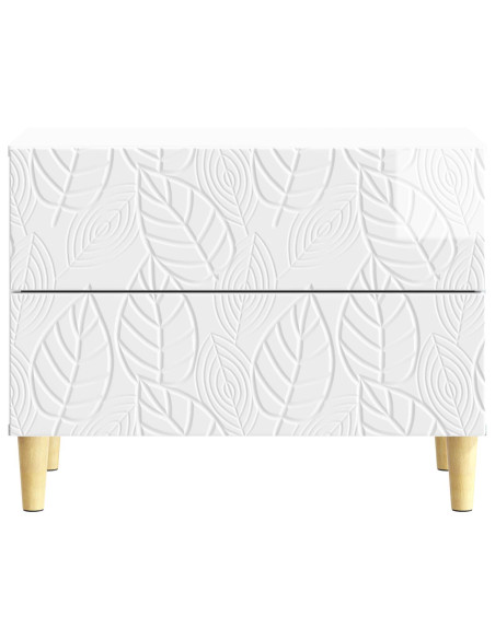 Comodino Bianco Lucido 62 x 34,5 x 48 cm Legno ingegnerizzato