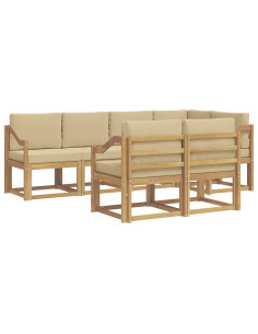 Set di divani da esterno 7 pcs Bianco e Beige Poliestere 2