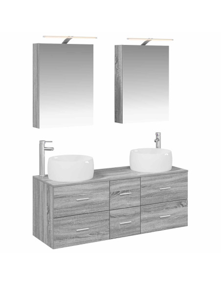 Set di mobili per il bagno 5 pcs Sonoma grigio
