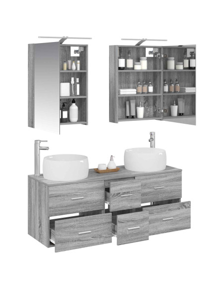 Set di mobili per il bagno 5 pcs Sonoma grigio