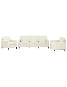 Set di Divani 3 pz Crema in Velluto