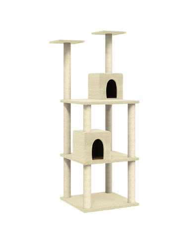 Albero per Gatti con Tiragraffi in Sisal Crema 141 cm
