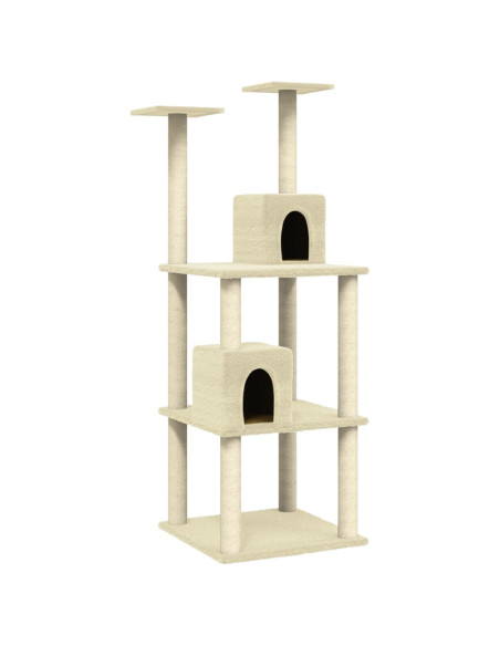 Albero per Gatti con Tiragraffi in Sisal Crema 141 cm