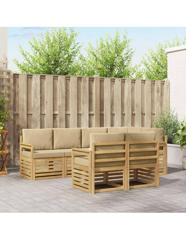 Set di divani da esterno 7 pcs Bianco e Beige