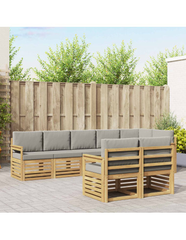 Set di divani da esterno 8 pcs Bianco e Grigio Chiaro
