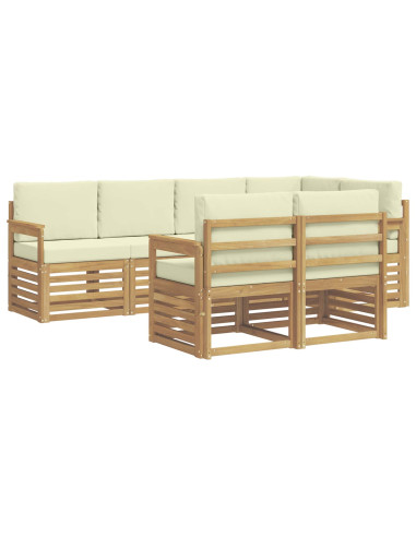 Set di divani da esterno 7 pcs Bianco e Crema